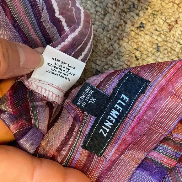 Elements Sexy Mesh  Button Down Multicolor shirt Blouse Women Size XL - Picture 4 of 6